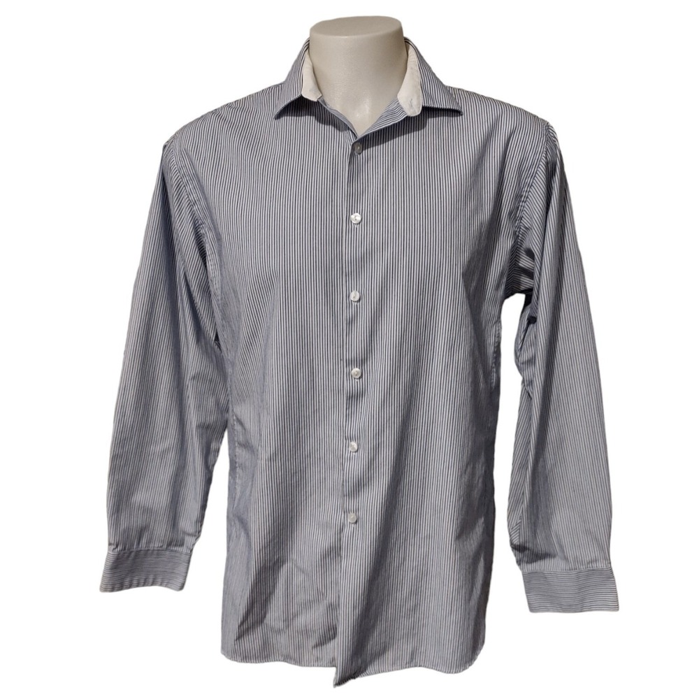 Van Heusen Studio Shirt Men's 16-16.5 34/35 Button Up Stripe Long Sleeve Collar